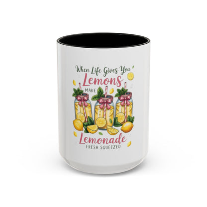 When Life Gives You Lemons Lemonade Accent Coffee Mug – Fresh Squeezed Citrus Gift