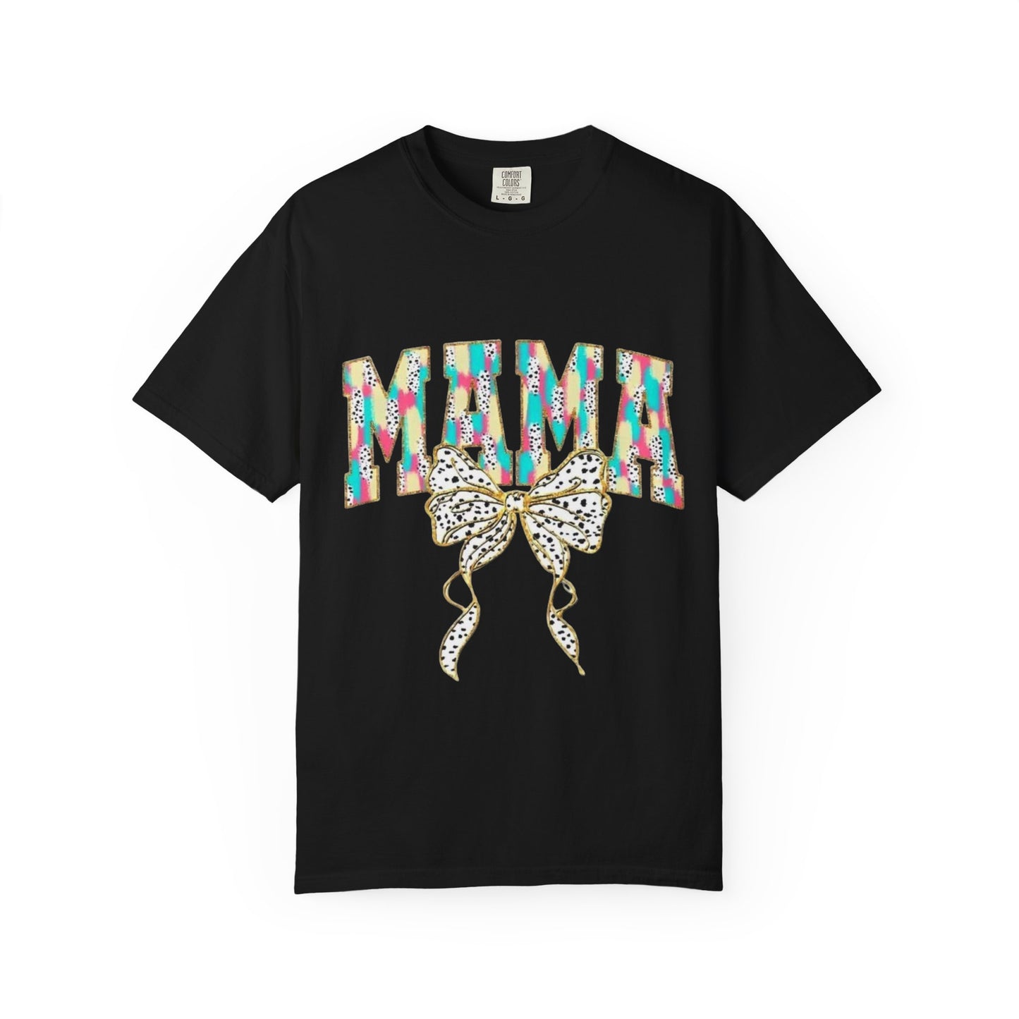 Mama Graphic T-Shirt with Colorful Leopard Bow — Mother's Day Casual Tee