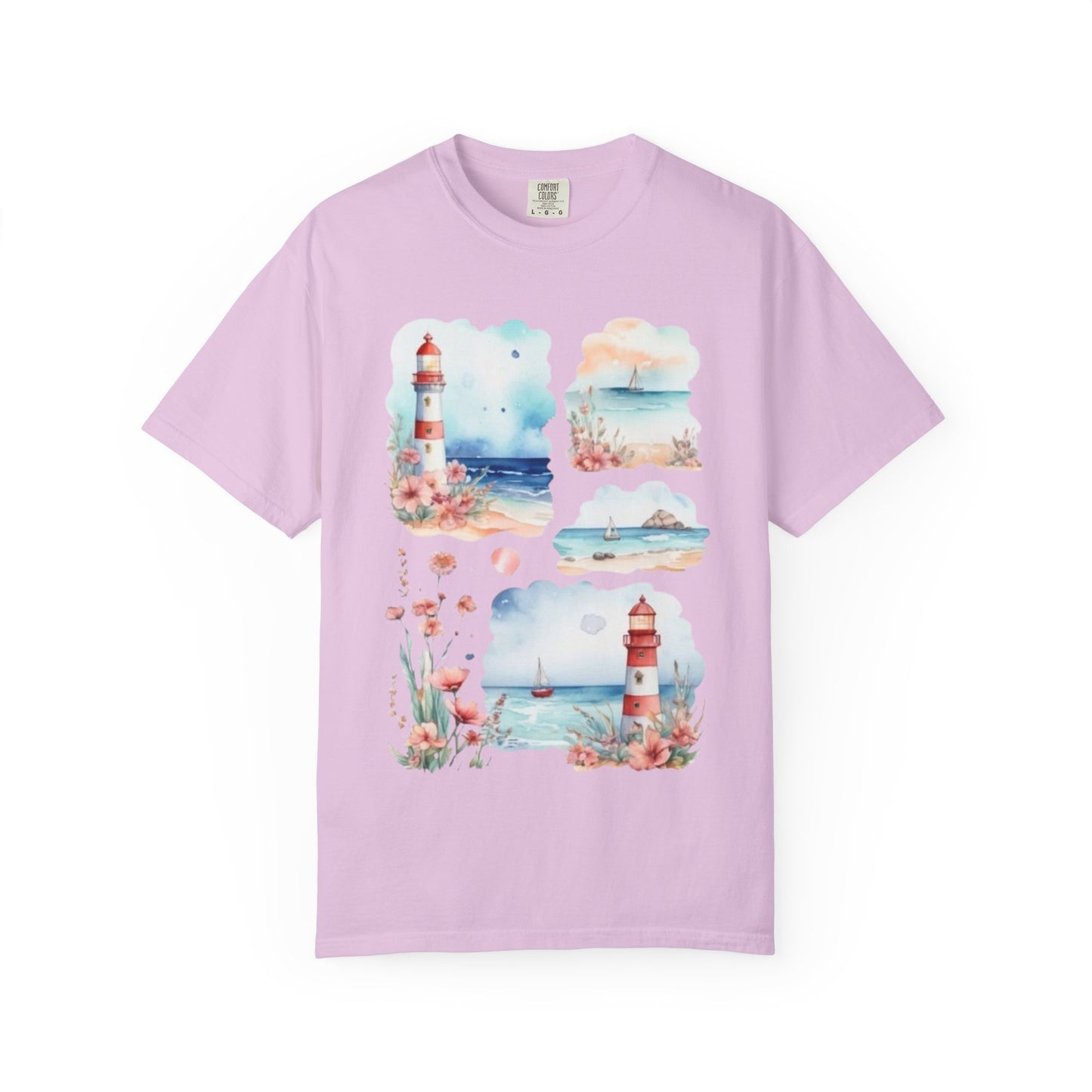 Lighthouse Watercolor T-Shirt — Coastal Nautical Beach Graphic Tee