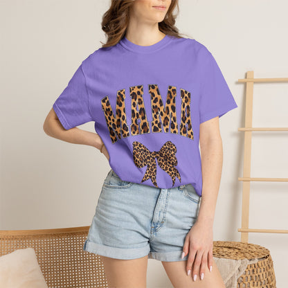Mama Leopard Print T-Shirt — Cheeta Bow Graphic Tee for Moms
