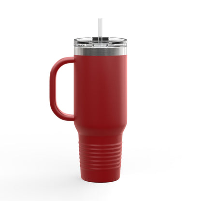 40oz Insulated Travel Mug — Funny Floral Chicken "I May Look Calm..." Design