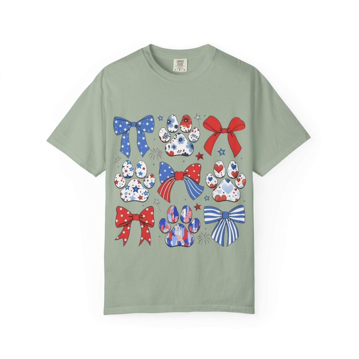 Patriotic Paw Prints & Bows T-Shirt