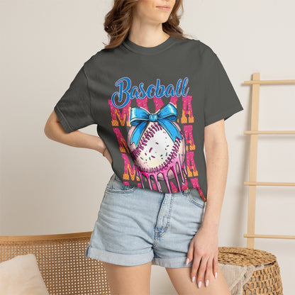 Baseball Mama T-Shirt — Cute Drip Baseball Design with Bow