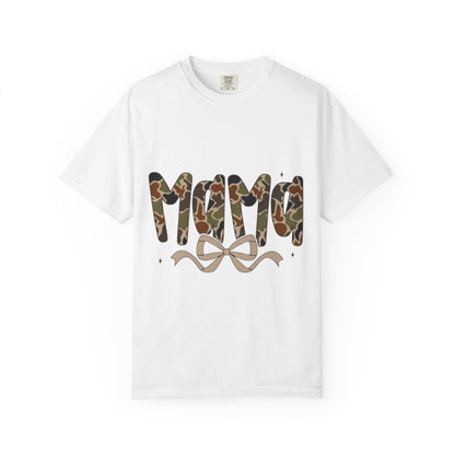 Mama Camo Bow T-Shirt — Military Print Mom Tee for Mother's Day & Everyday