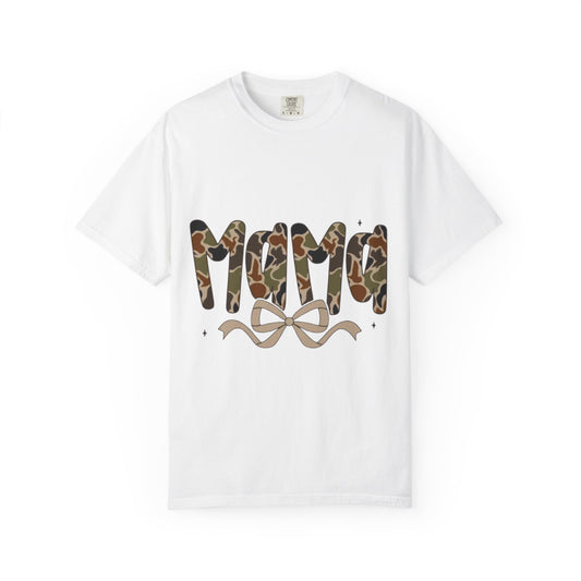 Mama Camo Bow T-Shirt — Military Print Mom Tee for Mother's Day & Everyday