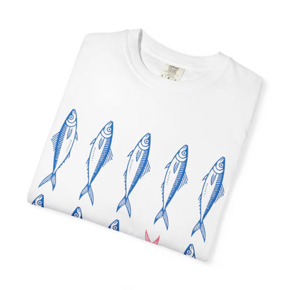 T-Shirt “Rules Are for Losers” Mackerel Print —