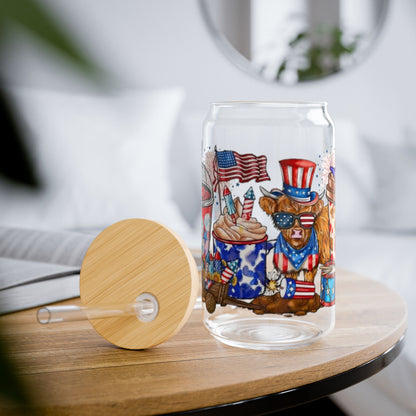 Patriotic 16oz Sipper Glass with Straw – Fourth of July
