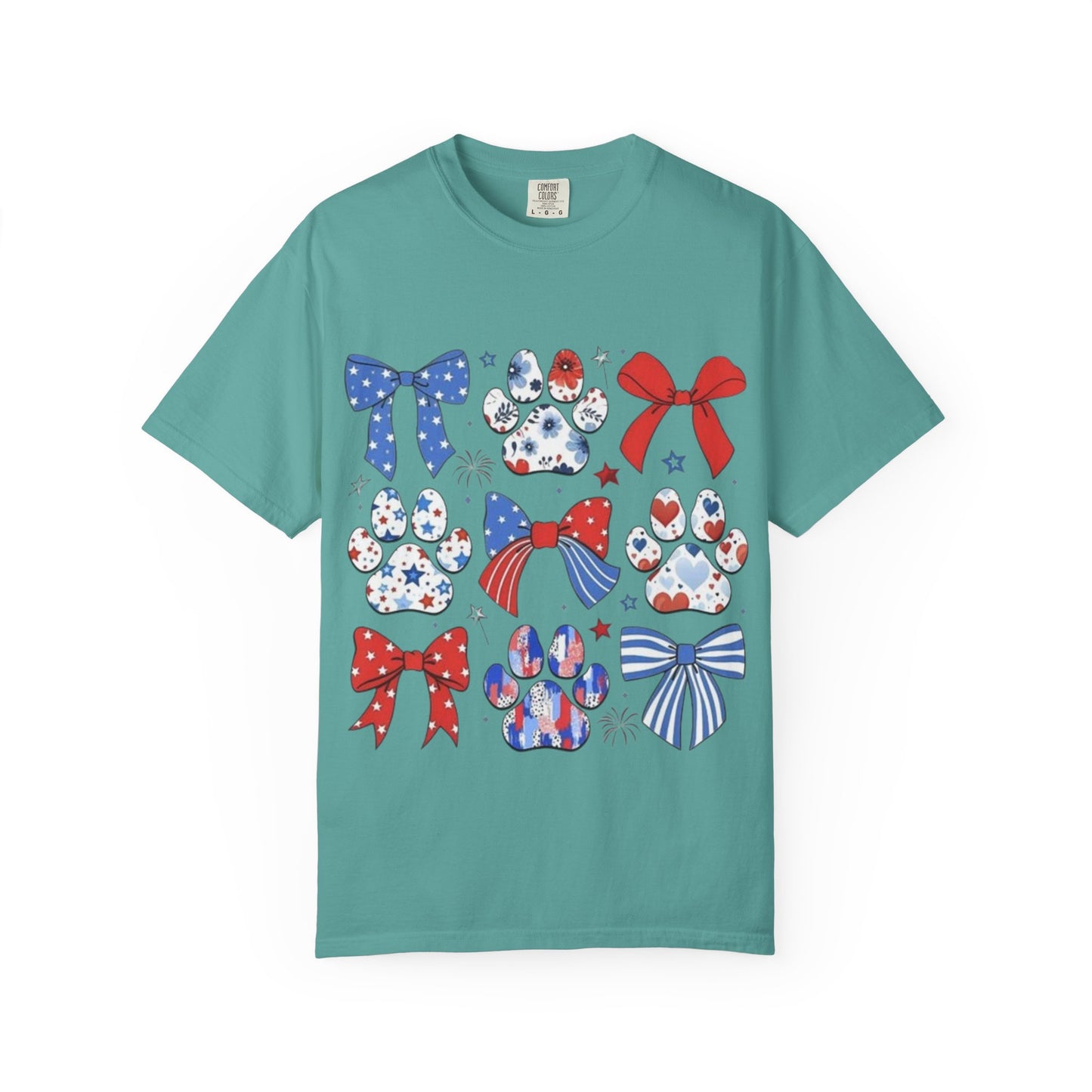 Patriotic Paw Prints & Bows T-Shirt