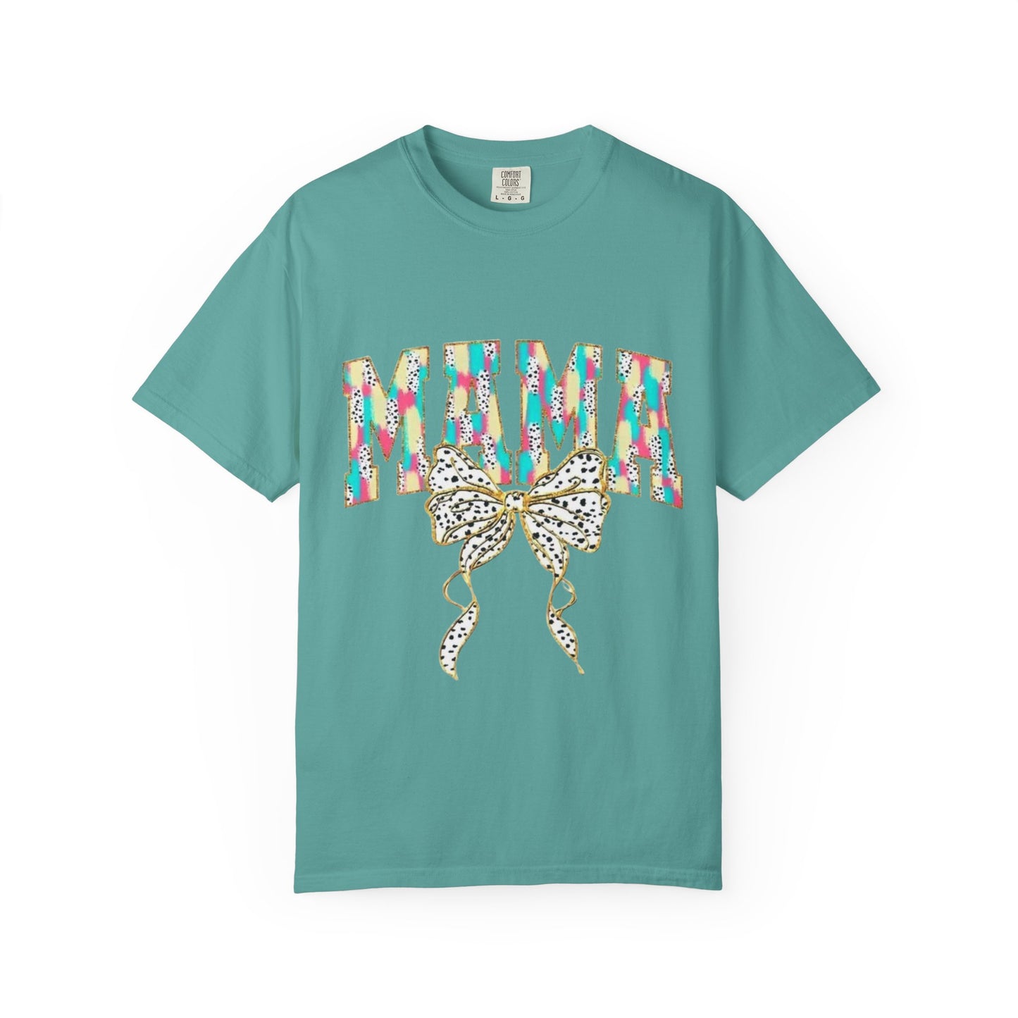 Mama Graphic T-Shirt with Colorful Leopard Bow — Mother's Day Casual Tee