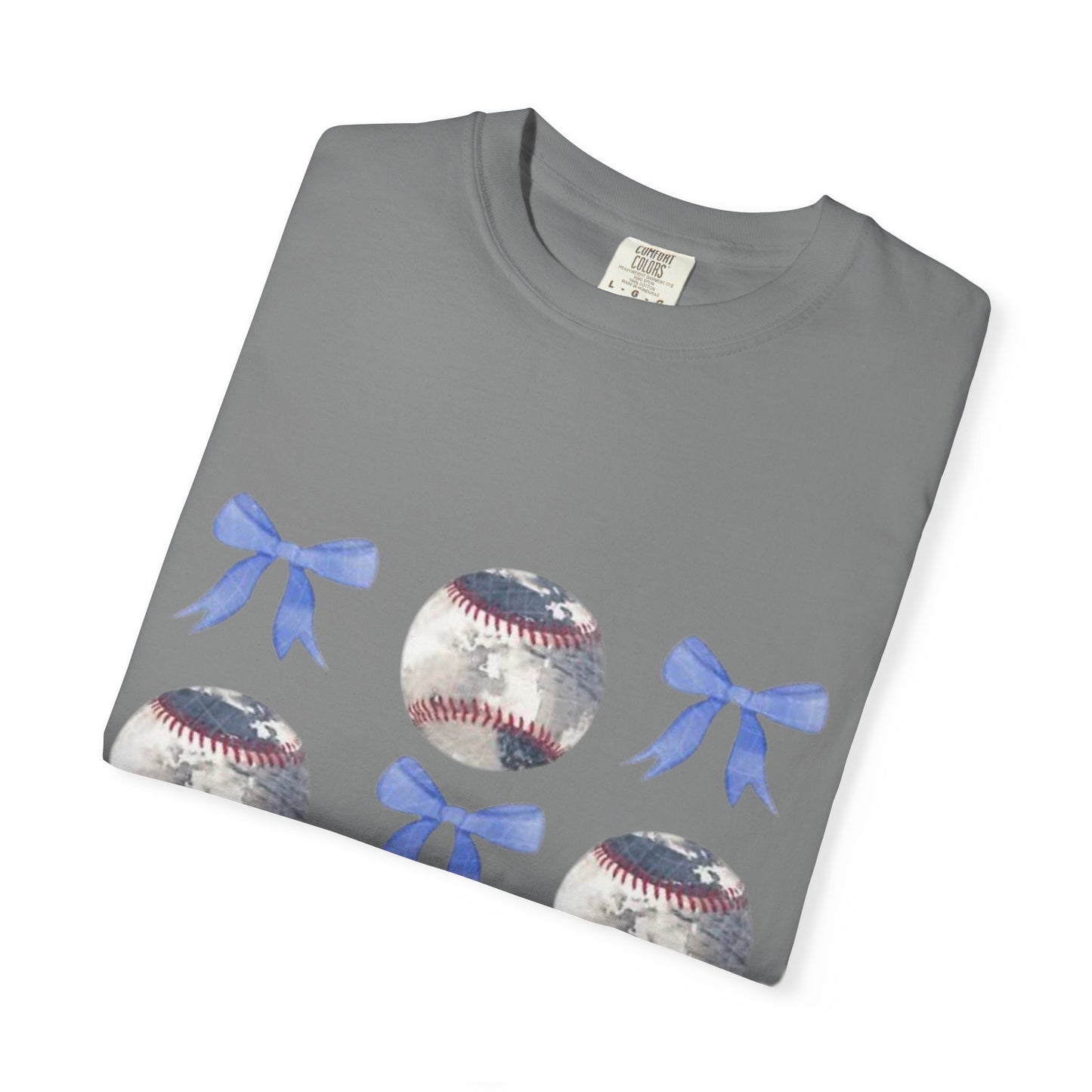 Baseball Bow Pattern T-Shirt — Cute Sports Graphic Tee