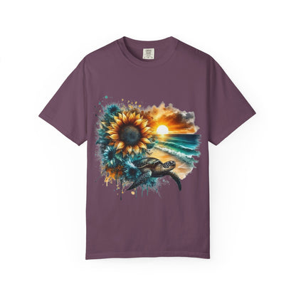 Sunflower Sea Turtle Sunset T-Shirt