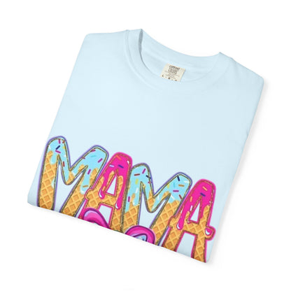 Mama Colorful Drip Graphic T-Shirt — Cute Pink Bow Mom Tee