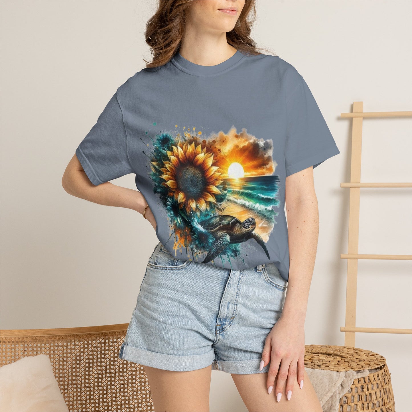Sunflower Sea Turtle Sunset T-Shirt