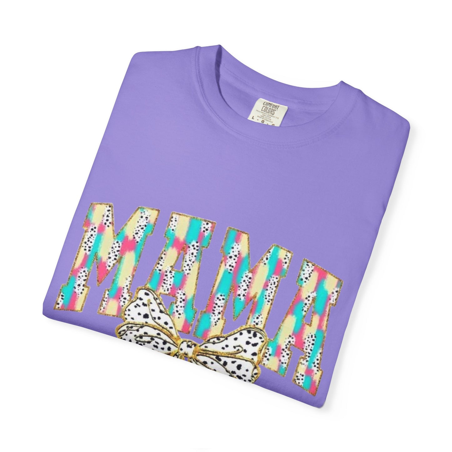 Mama Graphic T-Shirt with Colorful Leopard Bow — Mother's Day Casual Tee
