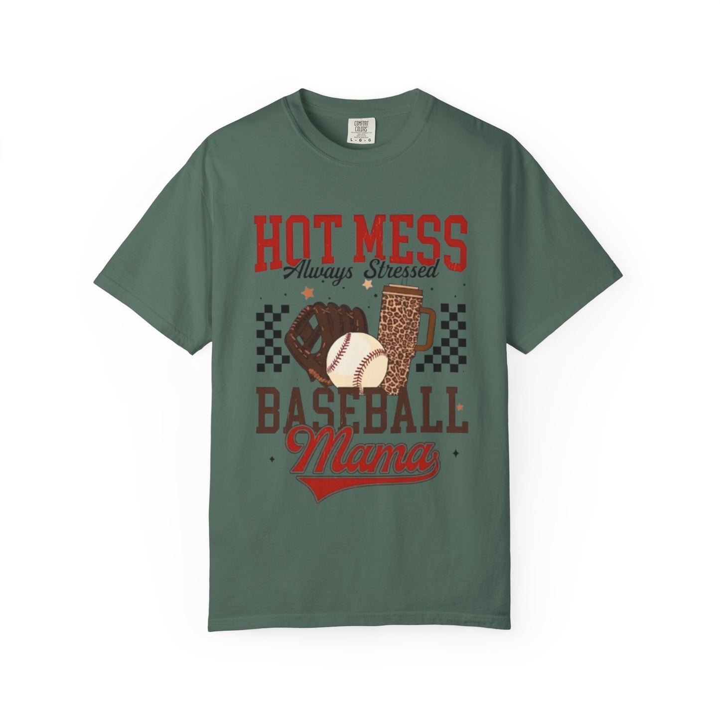 Baseball Mama T‑Shirt – "Hot Mess, Always Stressed" Mom Tee