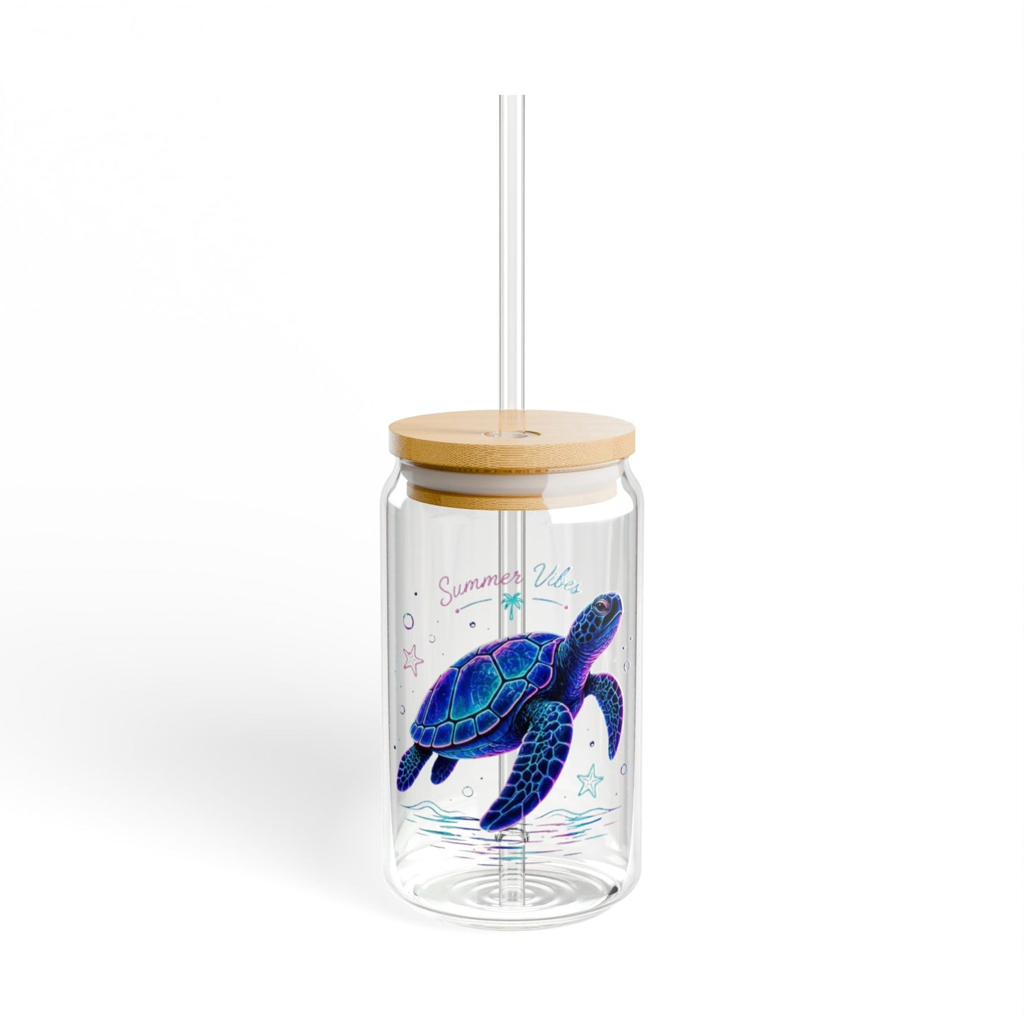Sea Turtle Sipper Glass - 16oz Insulated Eco Straw Tumbler