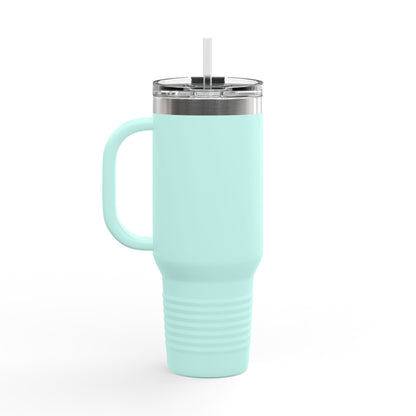 40oz Insulated Travel Mug — Funny Floral Chicken "I May Look Calm..." Design