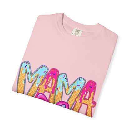 Mama Colorful Drip Graphic T-Shirt — Cute Pink Bow Mom Tee
