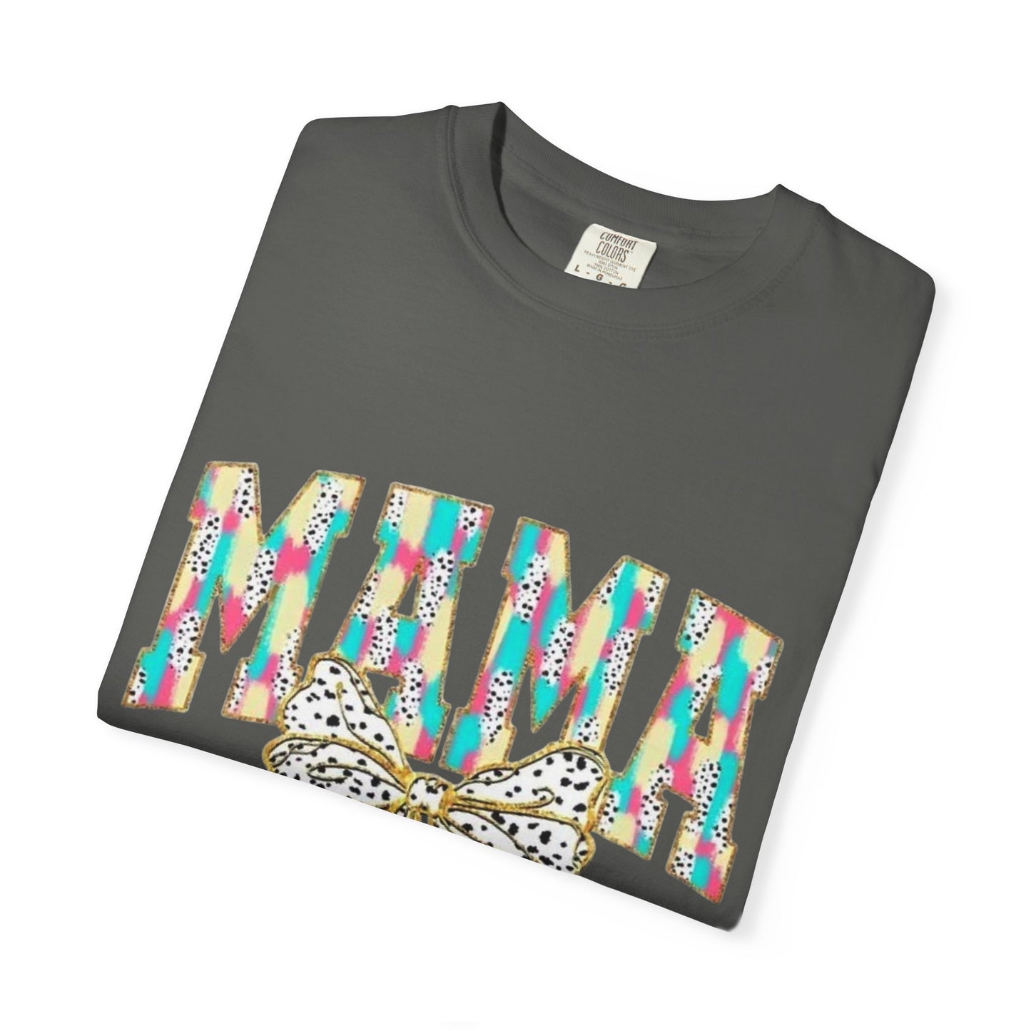 Mama Graphic T-Shirt with Colorful Leopard Bow — Mother's Day Casual Tee
