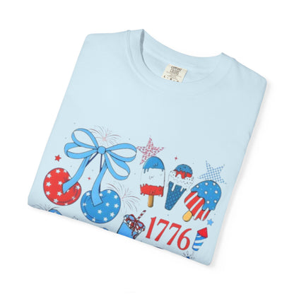 Fourth of July USA Graphic T-Shirt — 1776 Patriotic Fireworks Design