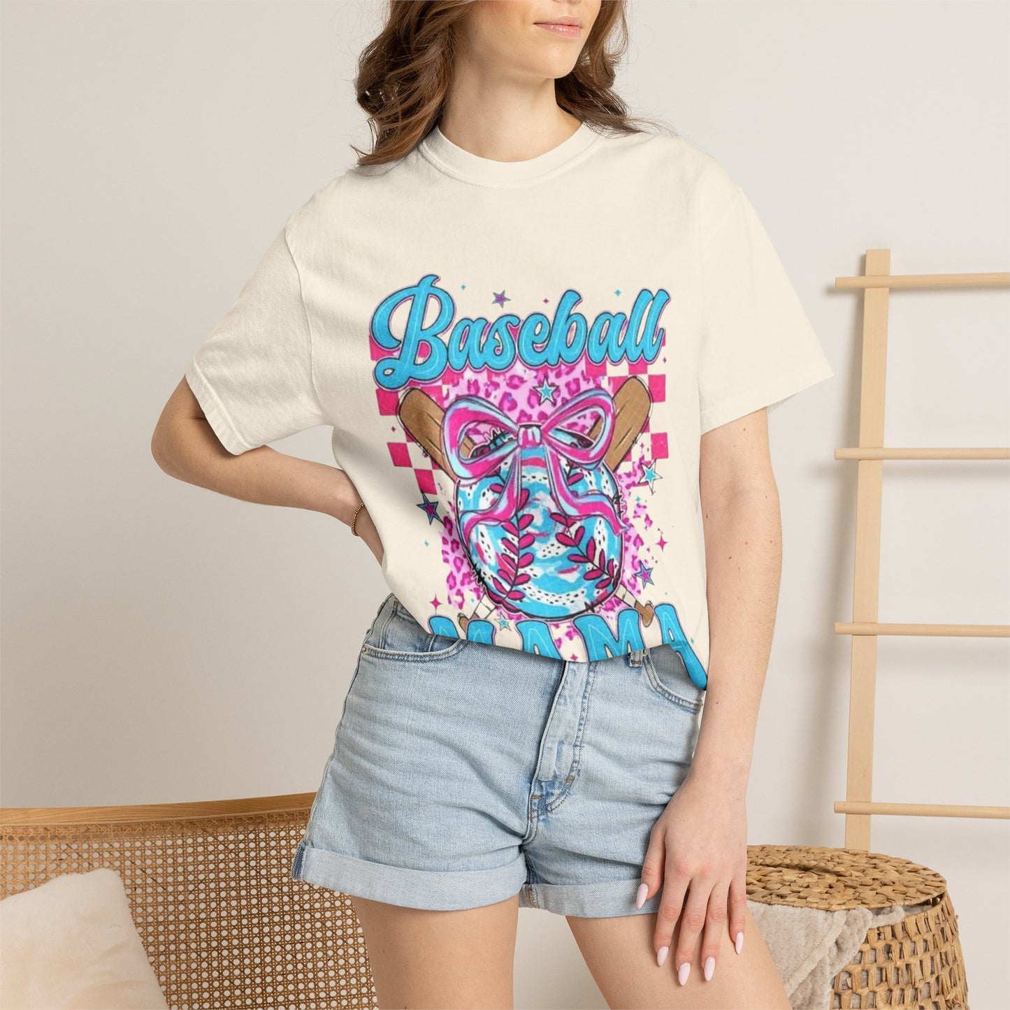 Baseball Mama T-Shirt — Pink & Blue Graphic Tee