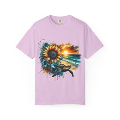 Sunflower Sea Turtle Sunset T-Shirt