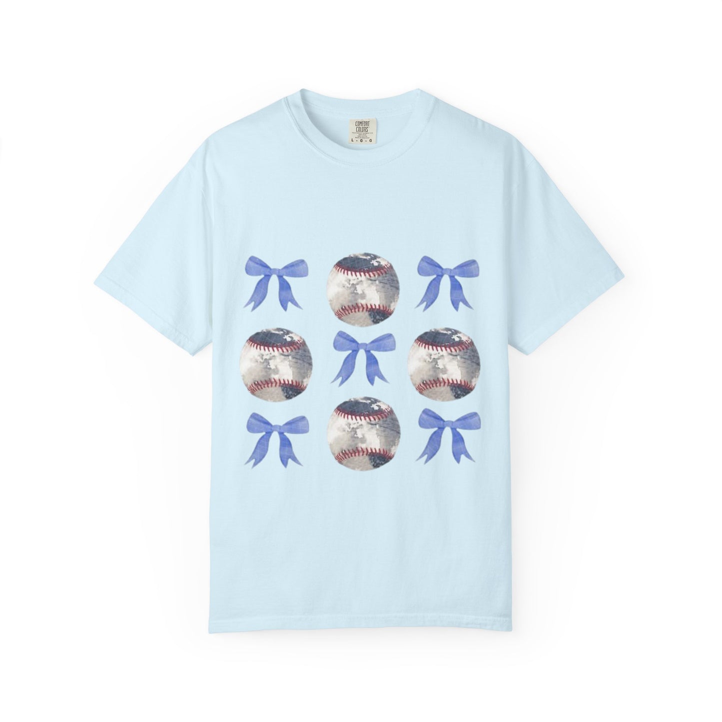 Baseball Bow Pattern T-Shirt — Cute Sports Graphic Tee