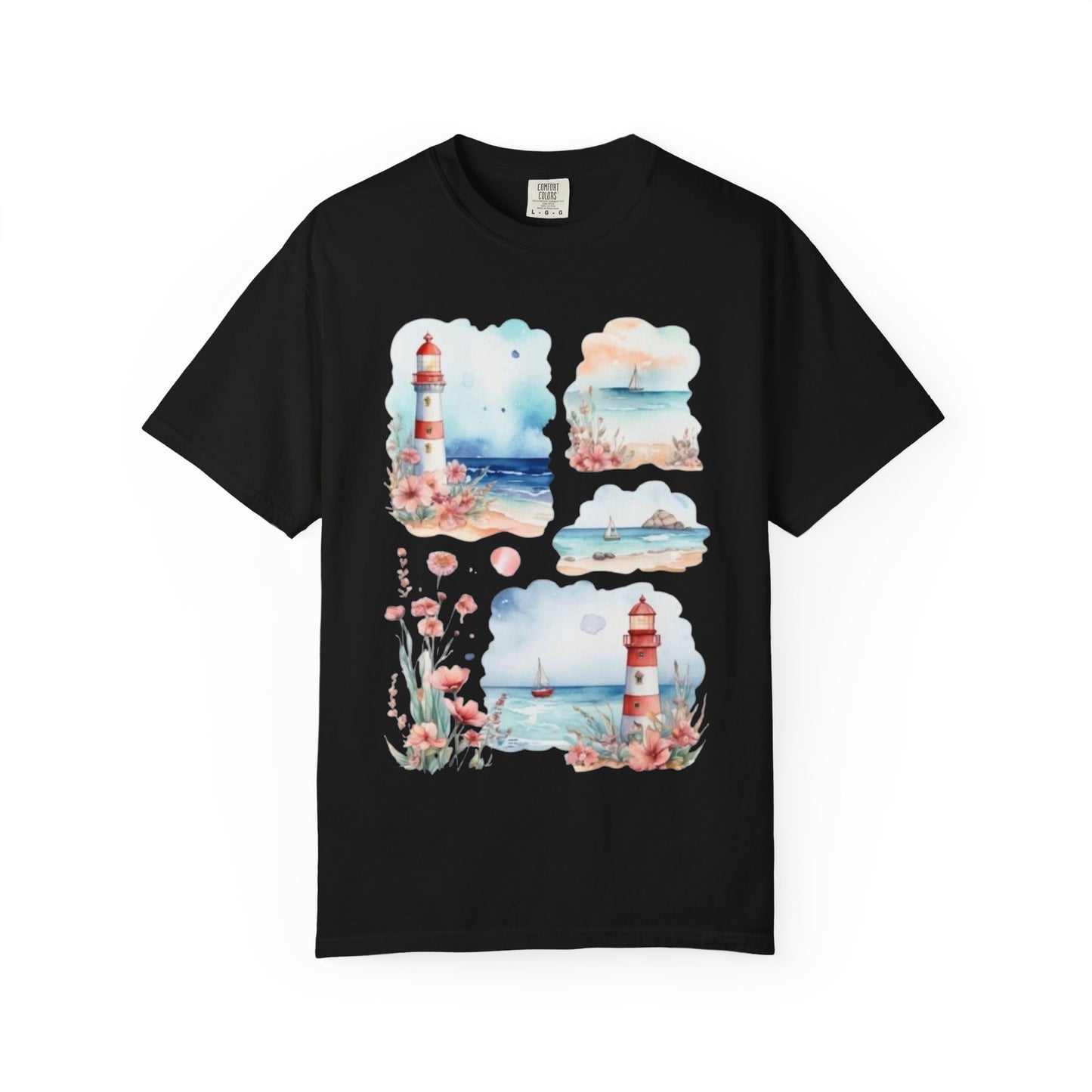 Lighthouse Watercolor T-Shirt — Coastal Nautical Beach Graphic Tee