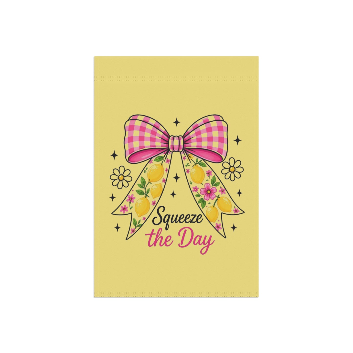 Garden Flag — "Squeeze the Day" Floral Bow Garden Banner
