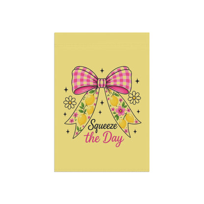 Garden Flag — "Squeeze the Day" Floral Bow Garden Banner