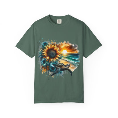 Sunflower Sea Turtle Sunset T-Shirt
