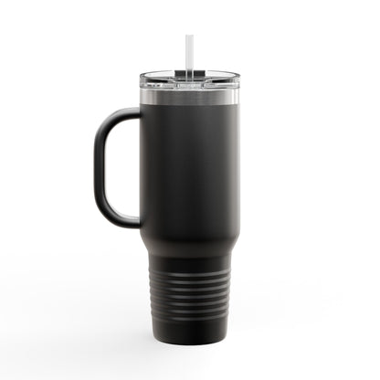 40oz Insulated Travel Mug — Funny Floral Chicken "I May Look Calm..." Design