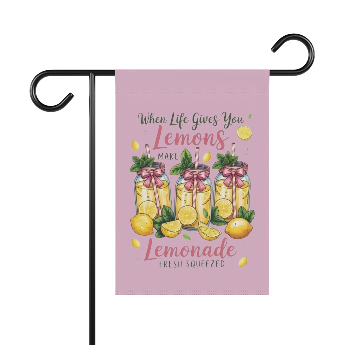 When Life Gives You Lemons Garden Flag — Pink Lemonade House Banner