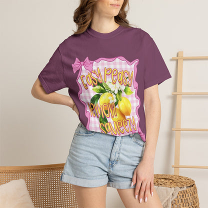 Easy Peasy Lemon Squeezy T-Shirt — Retro Pink Gingham Lemon Graphic