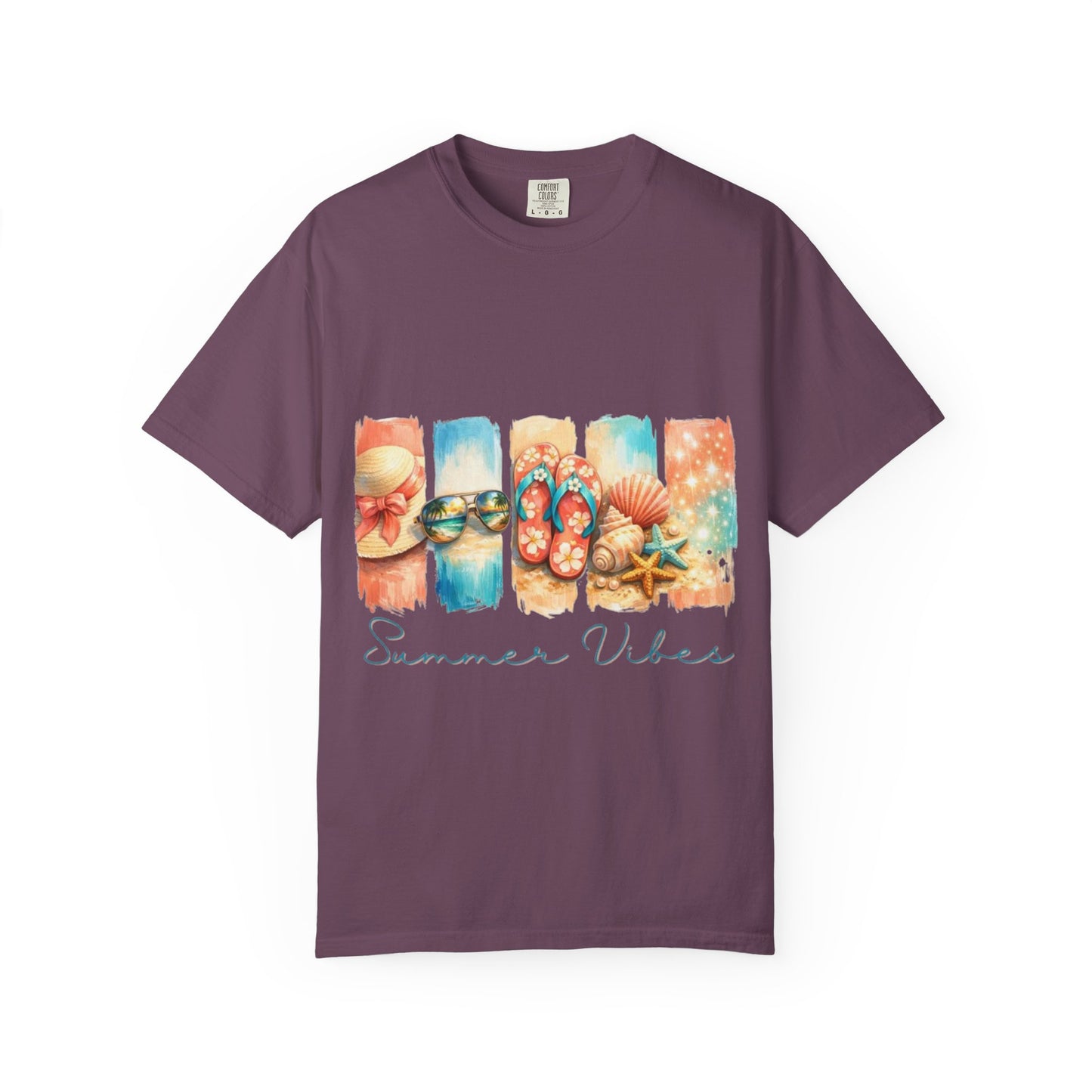 Summer Vibes T-Shirt — Beach Flip-Flops & Shells Graphic Tee