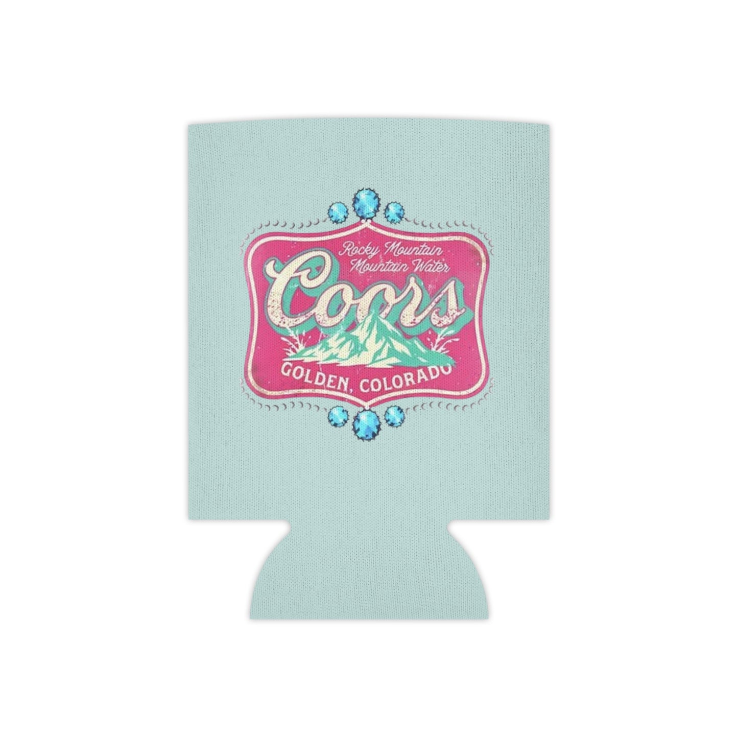 Can Cooler — Coors Golden, Colorado Retro Mountain Logo Koozie