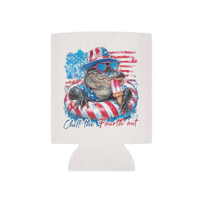 Patriotic Gator Can Cooler — "Chill the Fourth Out" 4th of July Drink Koozie