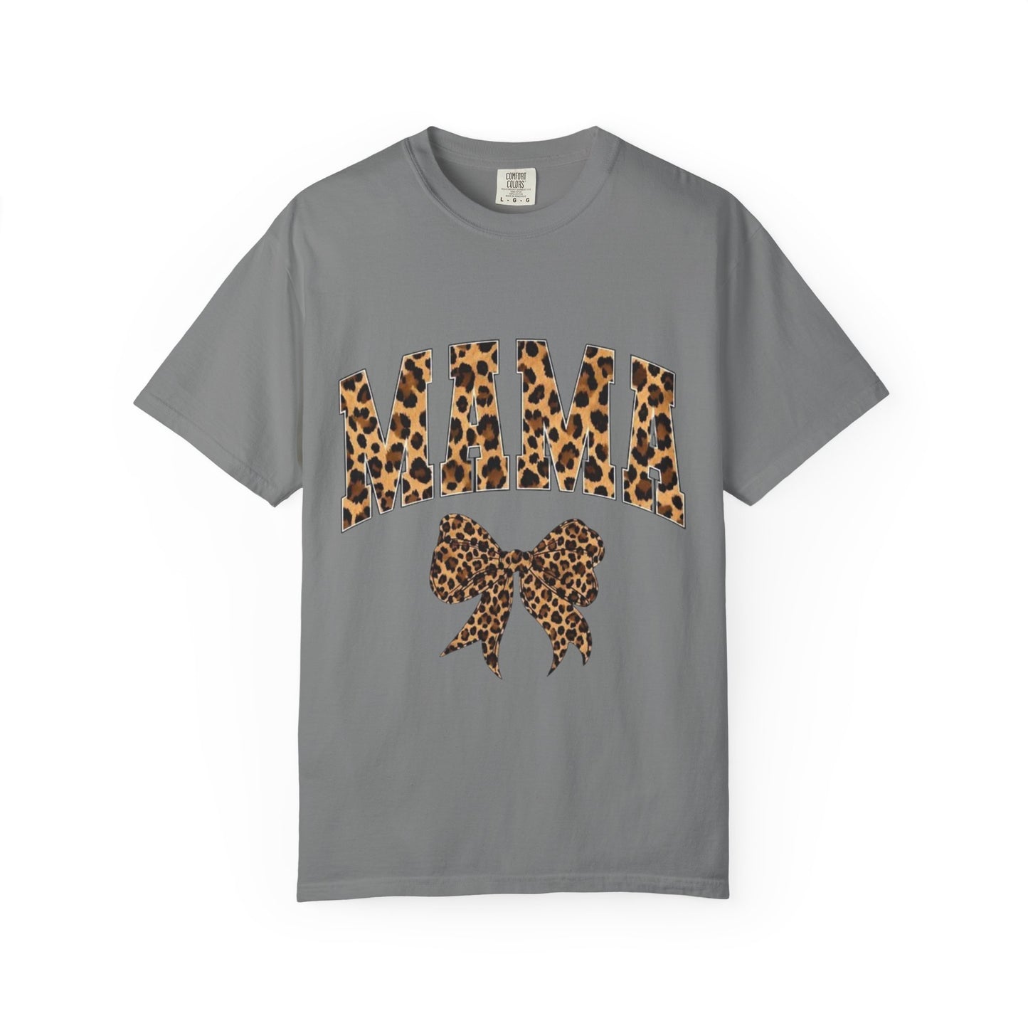 Mama Leopard Print T-Shirt — Cheeta Bow Graphic Tee for Moms