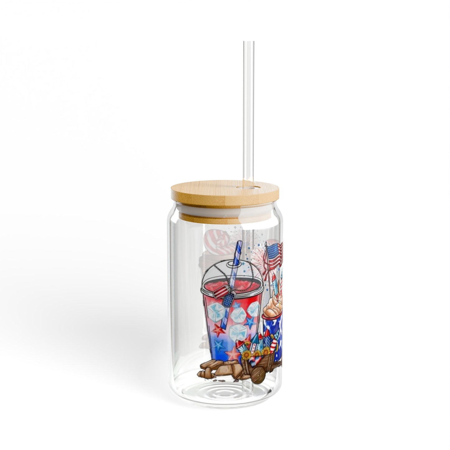 Patriotic 16oz Sipper Glass with Straw – Fourth of July