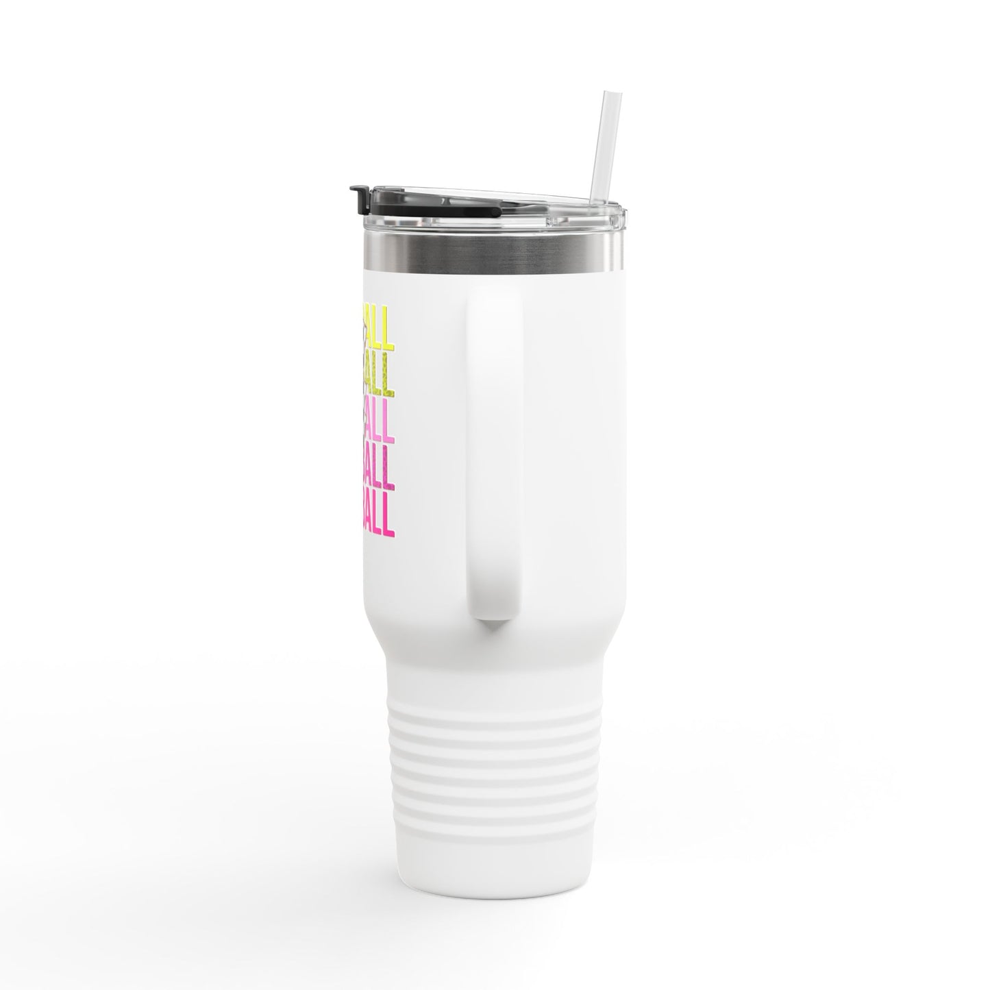 Softball Lightning 40oz Insulated Travel Mug – Checkered Bolt Design