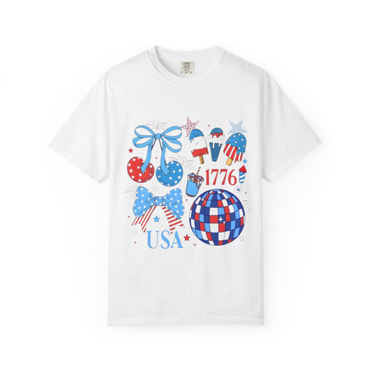 Fourth of July USA Graphic T-Shirt — 1776 Patriotic Fireworks Design