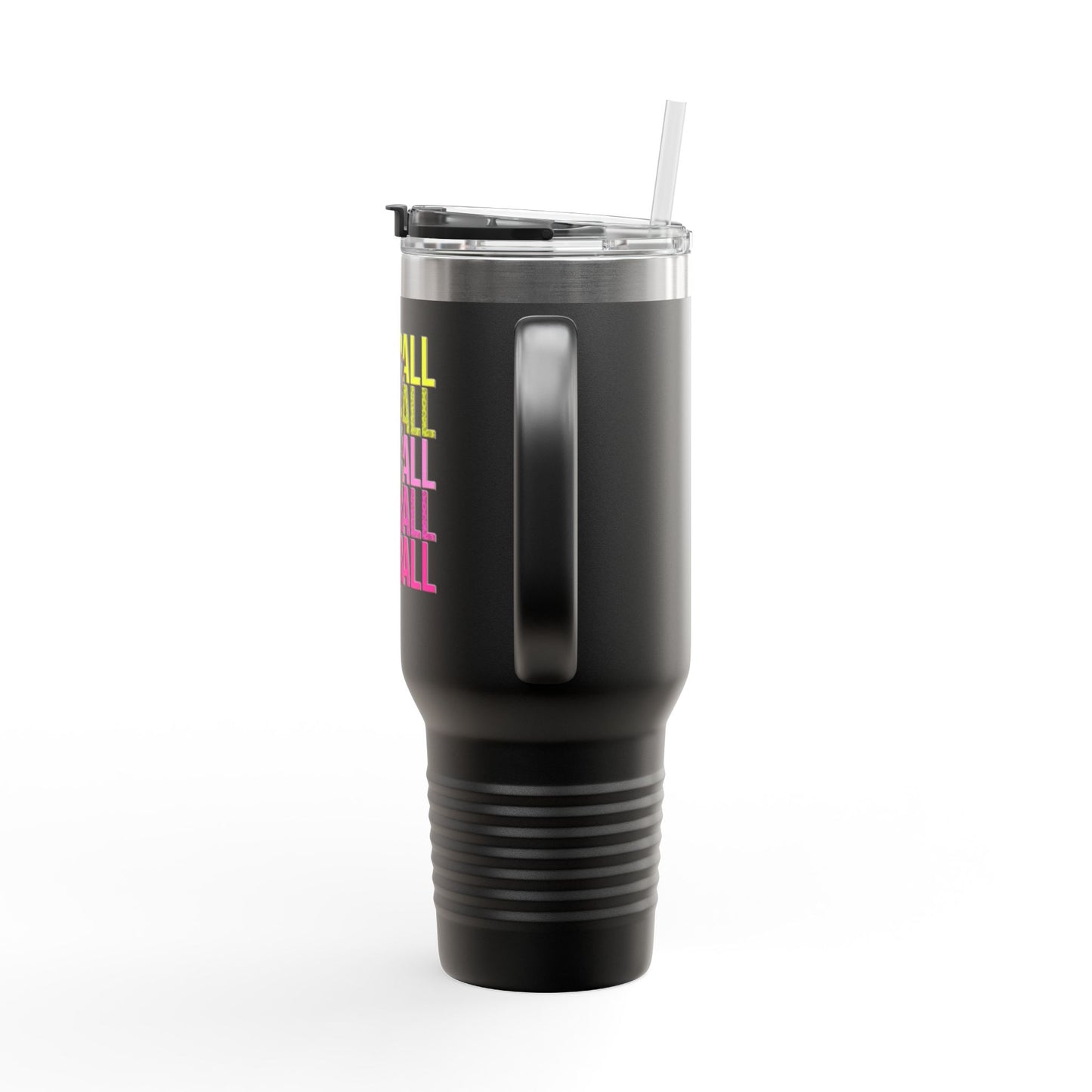 Softball Lightning 40oz Insulated Travel Mug – Checkered Bolt Design