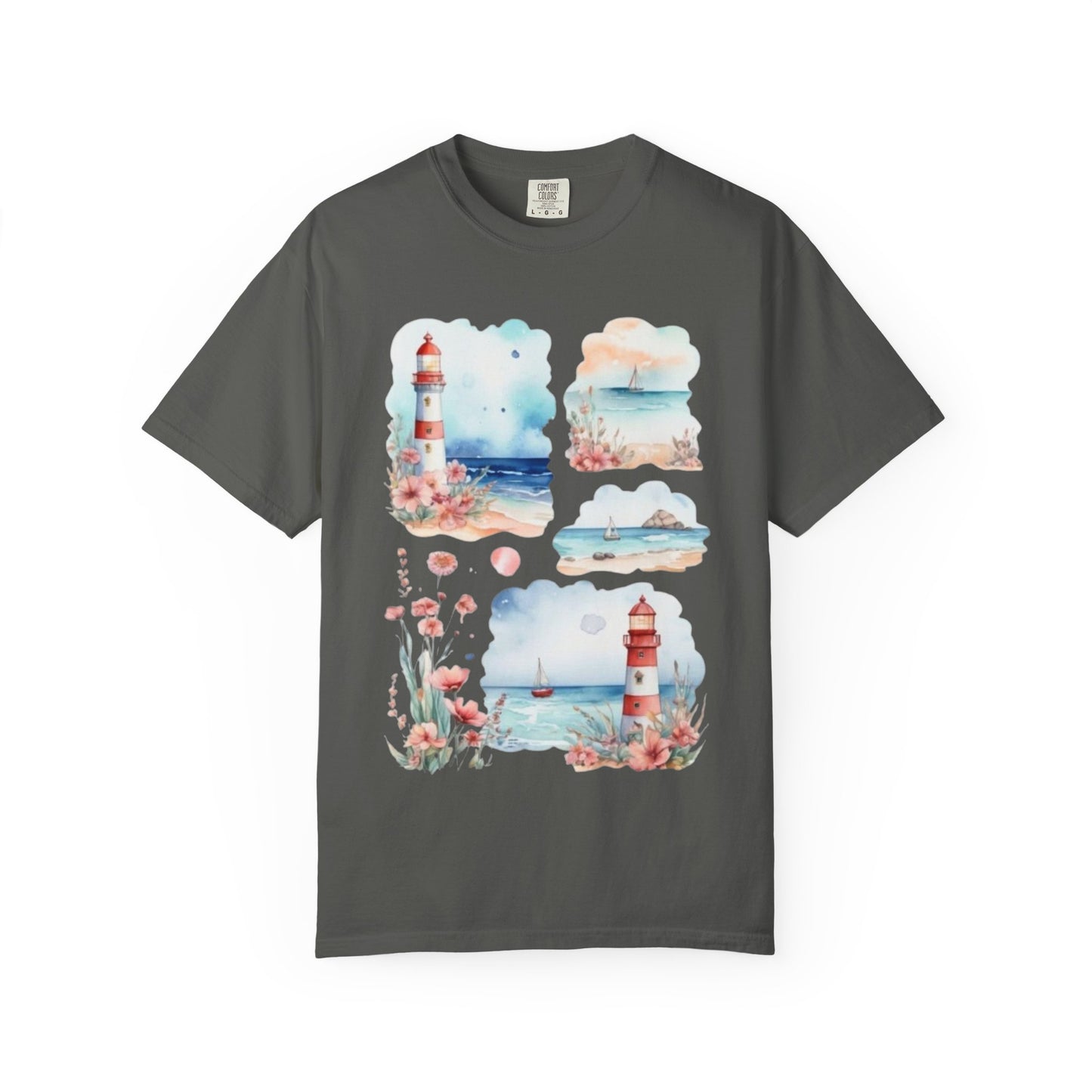 Lighthouse Watercolor T-Shirt — Coastal Nautical Beach Graphic Tee