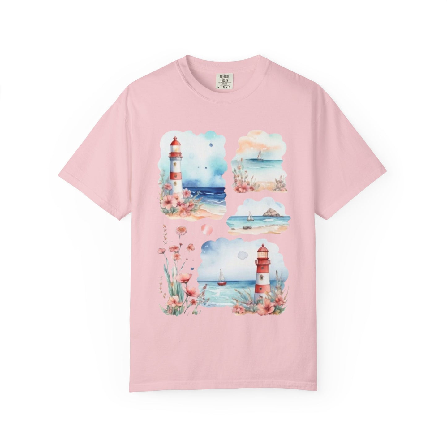 Lighthouse Watercolor T-Shirt — Coastal Nautical Beach Graphic Tee