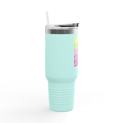 Softball Lightning 40oz Insulated Travel Mug – Checkered Bolt Design