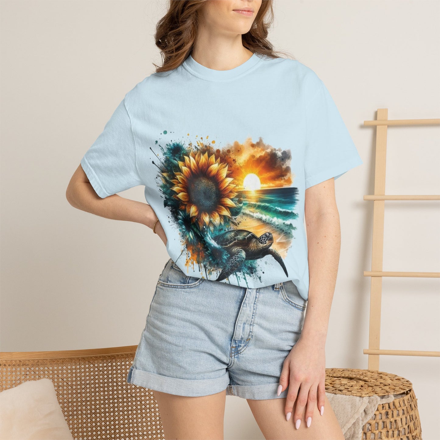 Sunflower Sea Turtle Sunset T-Shirt