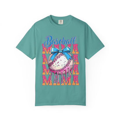 Baseball Mama T-Shirt — Cute Drip Baseball Design with Bow