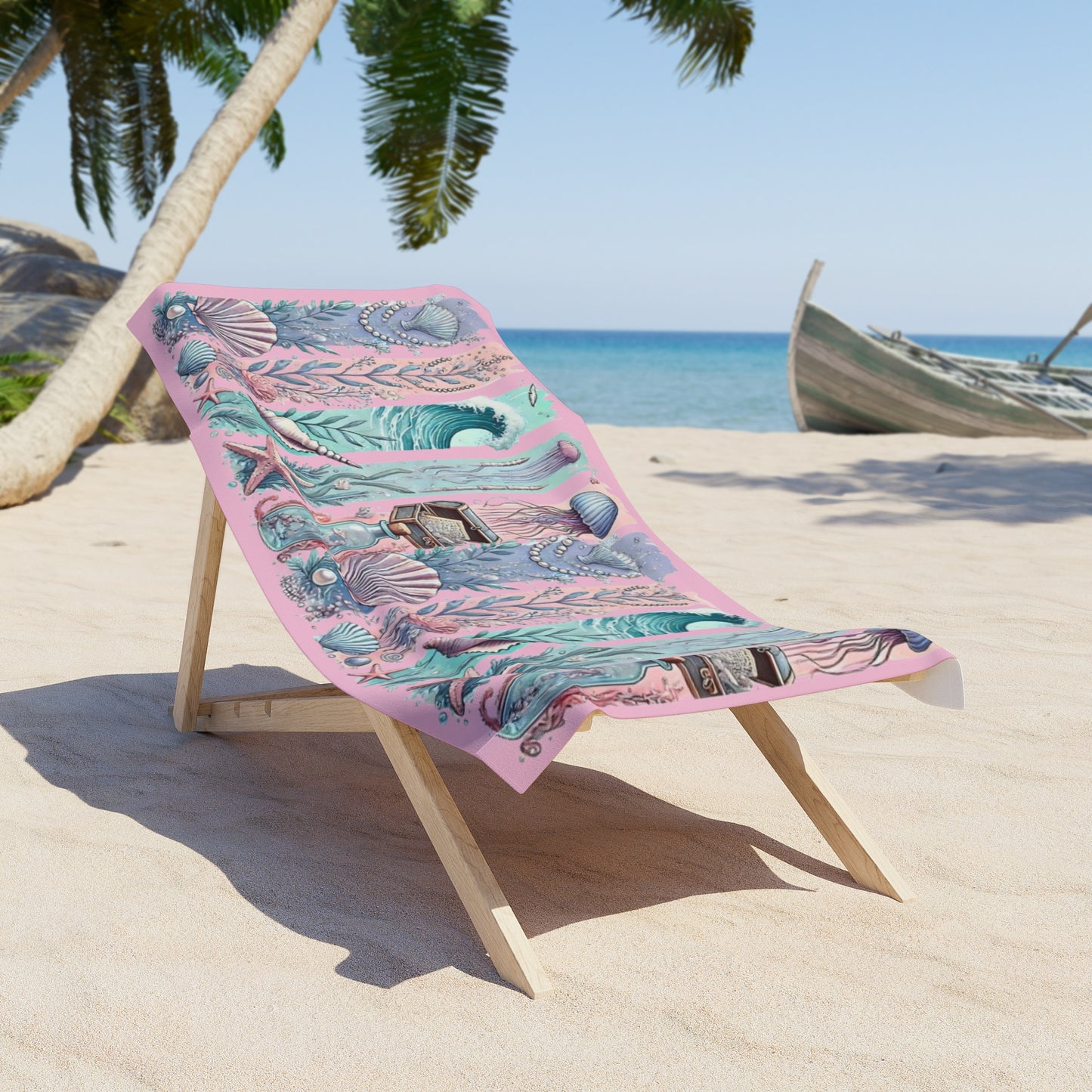 Pink Mermaid Seashell Beach Towel —