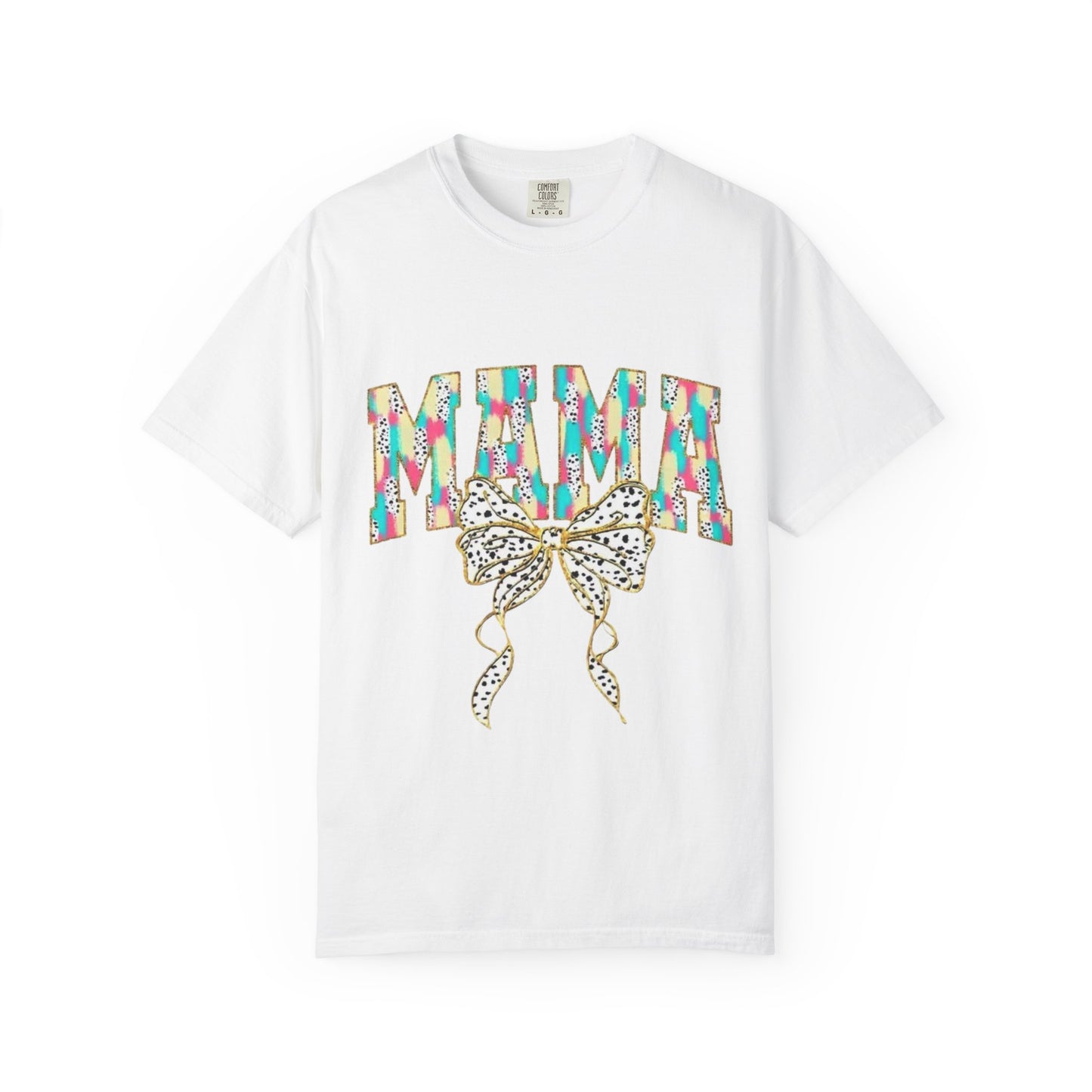 Mama Graphic T-Shirt with Colorful Leopard Bow — Mother's Day Casual Tee