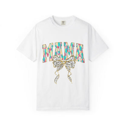 Mama Graphic T-Shirt with Colorful Leopard Bow — Mother's Day Casual Tee